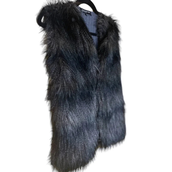 Jones New York Brown Faux Fur and Knit Grey Back Vest Size Large - Picture 2 of 8